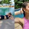 10 Pesona Cinta Laura Saat di Pinggir Kolam, Perut Ramping dan Kaki Mulusnya Curi Perhatian!