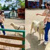Potret Dea Ananda dan Keluarga Asyik Liburan di Lembang, Ekspresi Sang Anak Melihat Domba Gemas Abis!