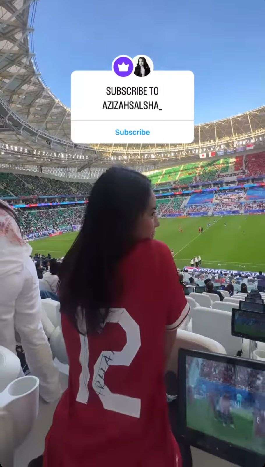 Gaya Azizah Salsha Nonton Timnas Lawan Jepang di Qatar, Dukung Suami Bareng Adiba Khanza