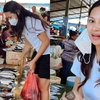  Foto Indah Permatasari Borong Ikan di Pasar Tradisional, Tetap Cantik Meski Cuma Pakai Sendal Jepit