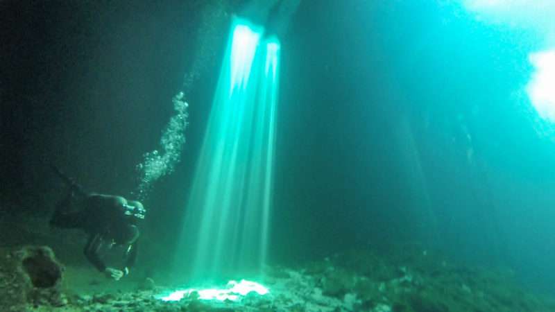 Gua Bawah Air Cenote Calavera Mexico