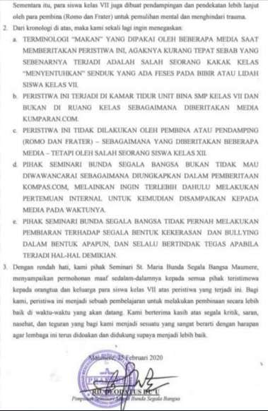 Press Release Seminar Maria Bunda Segala Bangsa