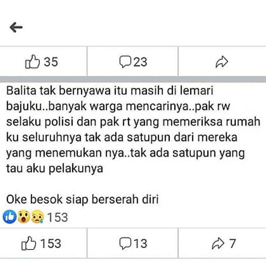 Status FB Pelaku Pembunuhan