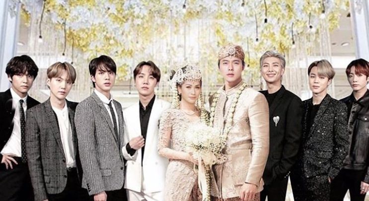 Ilustrasi Pernikahan Tata Janeeta dan Hyun Bin Dihadiri BTS