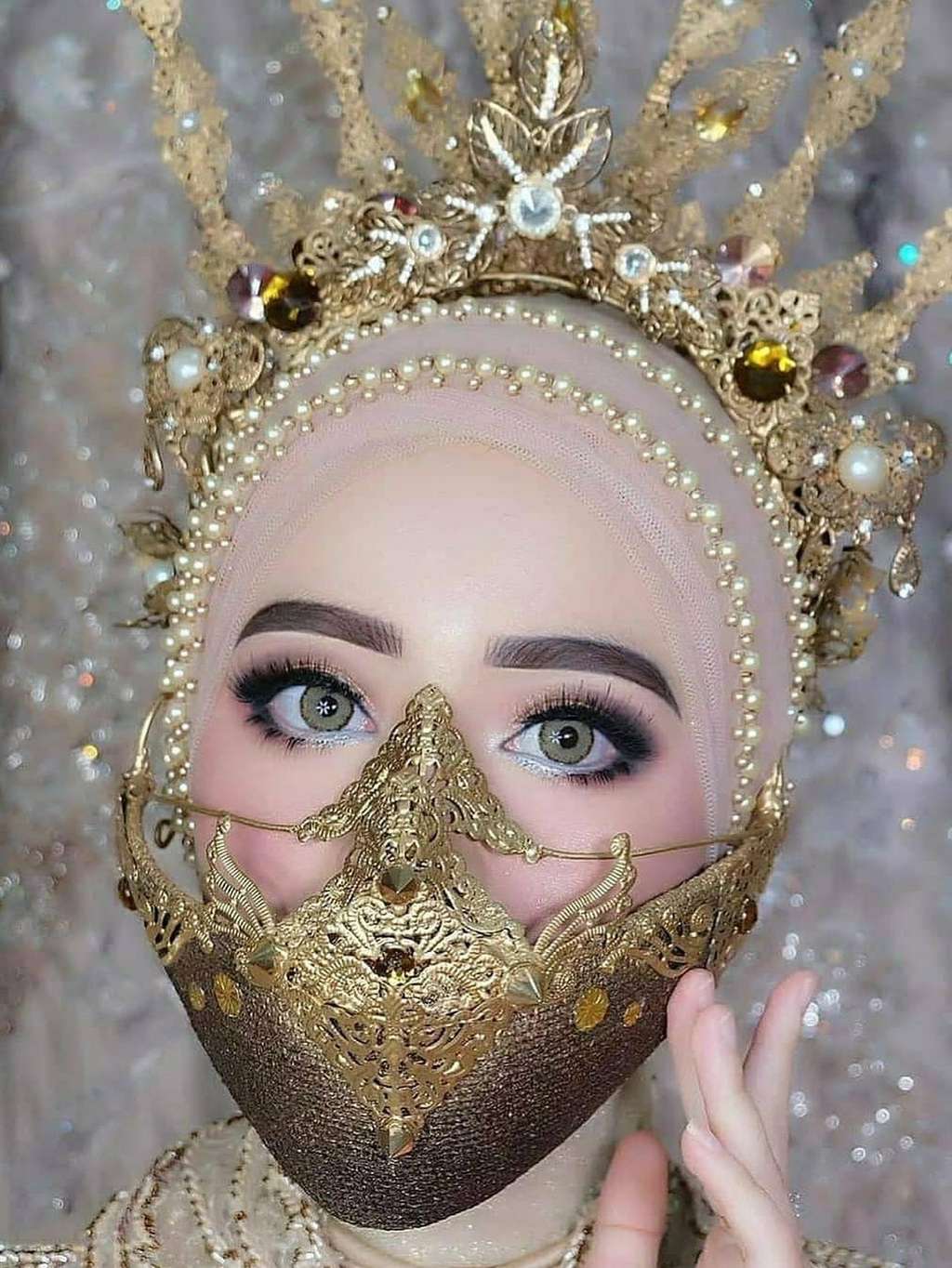 pengantin pakai masker