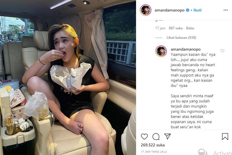 Komentar Amanda Manopo saat di kritik netizen