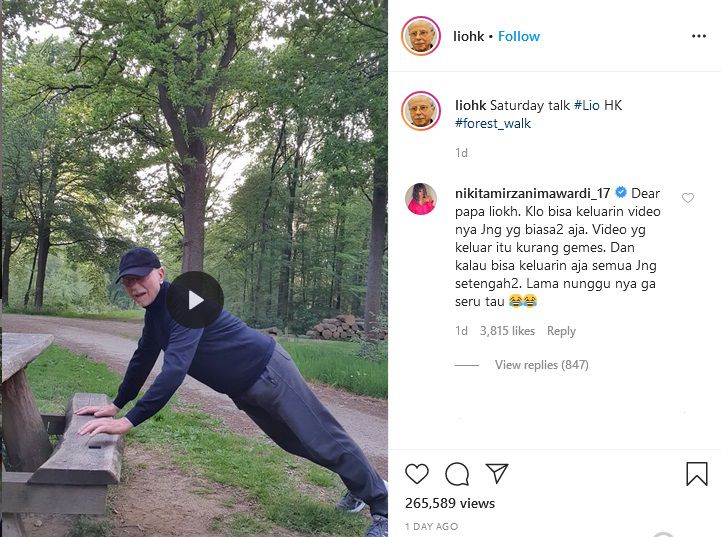 Komentar Nikita Mirzani di Akun Instagram Ayah Angkat Syahrini