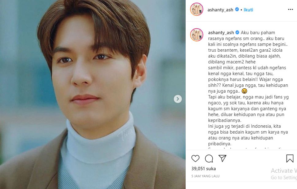 Unggahan Ashanty tentang idolanya di Instagram