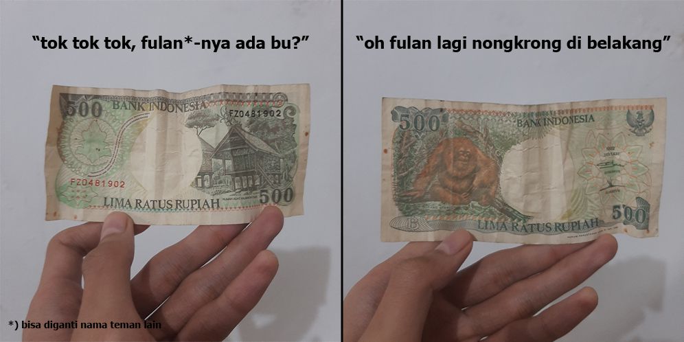 Ledekan di uang 500 kertas gambar orangutan