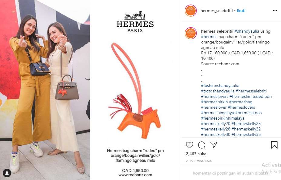 Gantungan tas Hermes Shandy Aulia