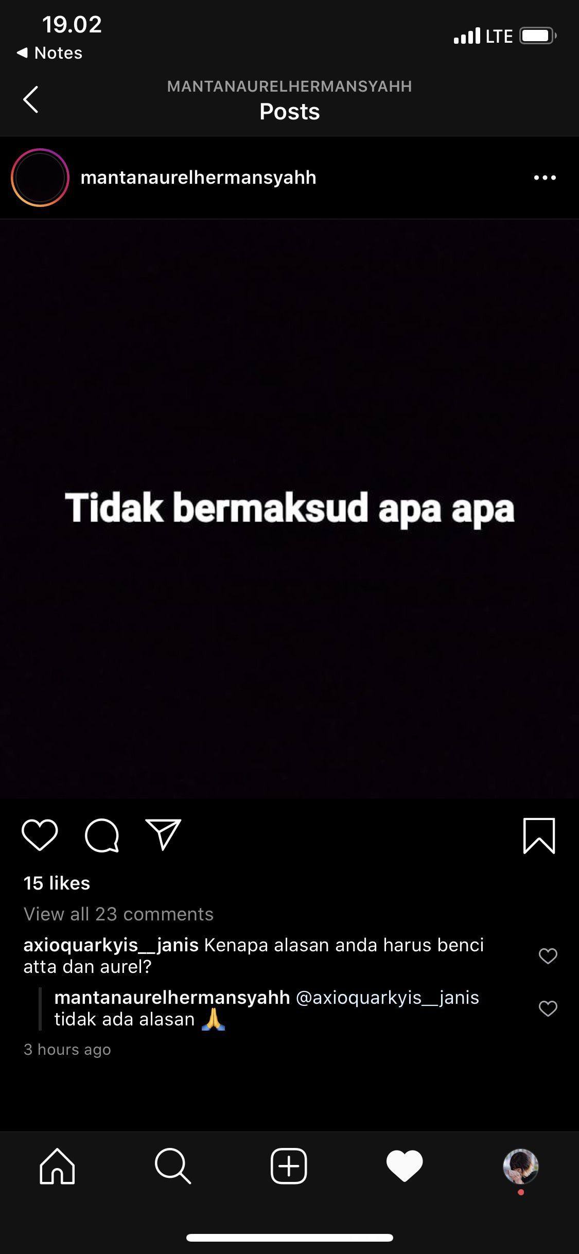 Akun Instagram Fake Mantan Aurel