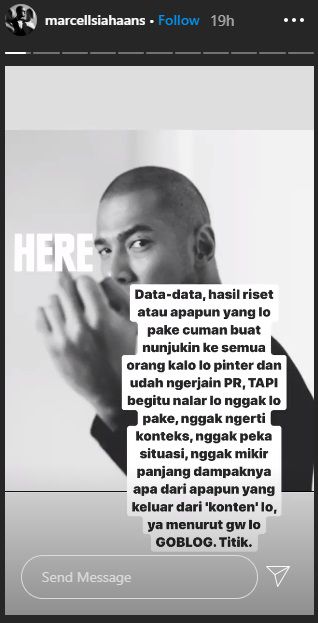 Insta Story Marcell Siahaan
