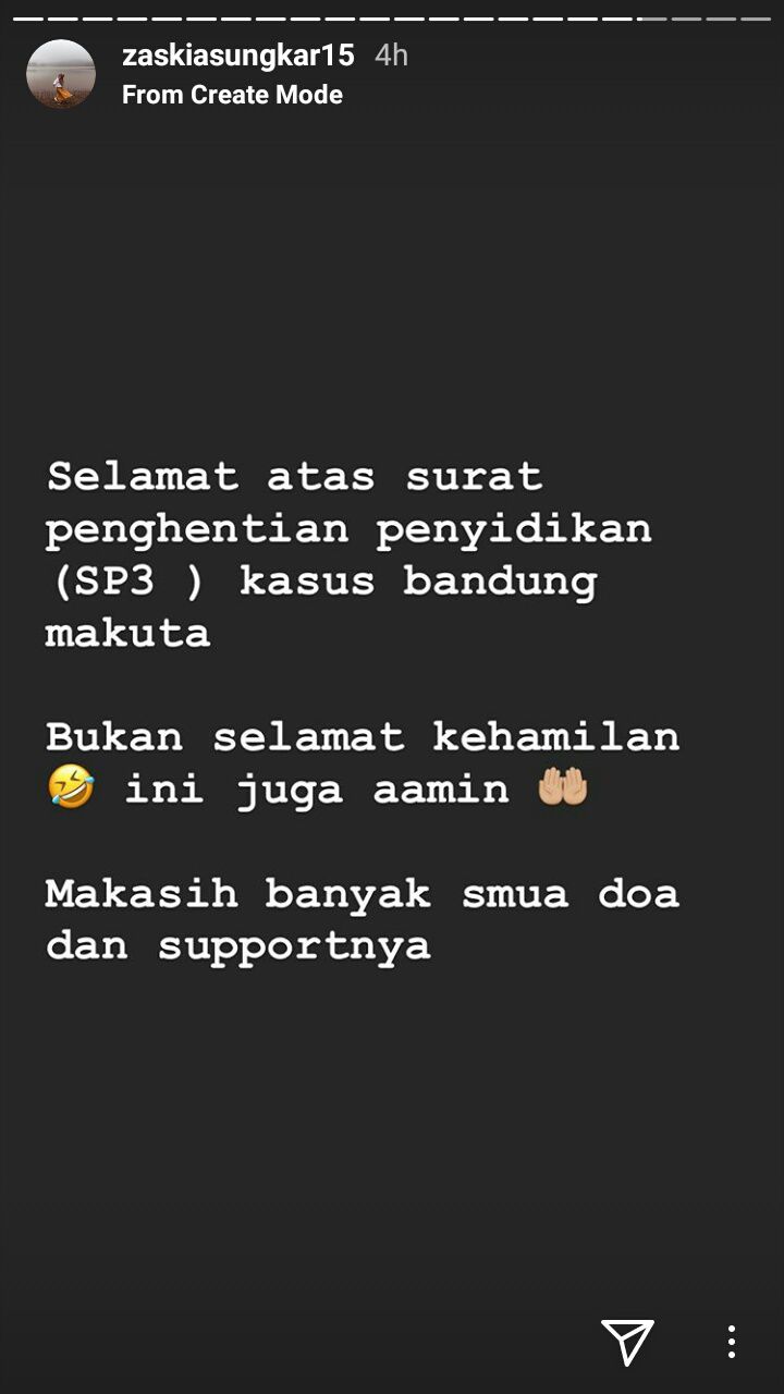 Instagram Story Zaskia Sungkar