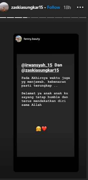 Instastory Zaskia Sungkar