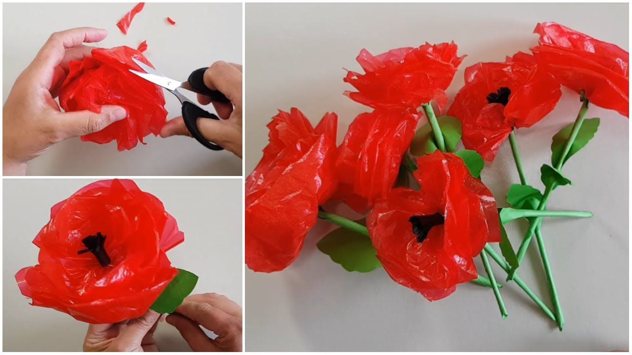 Cara Membuat Bunga Mawar dari Plastik Warna-warni