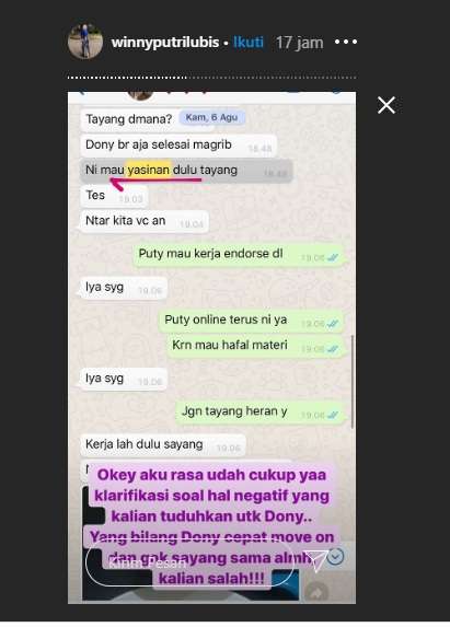 Klarifikasi Selebgram Winny Putri Lubis