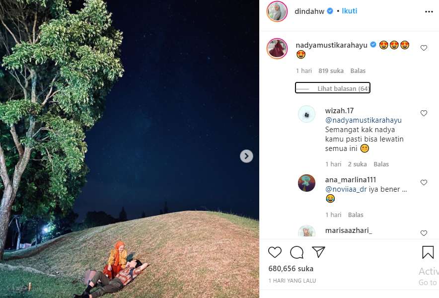 Komentar Nadya Mustika dalam Postingan Dinda Hauw