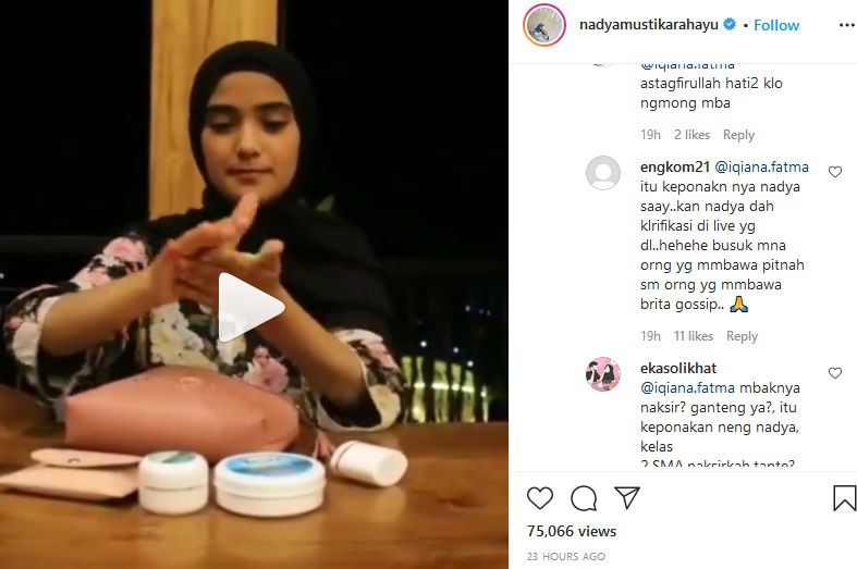 Reaksi Netizen Saat Nadya Mustika Posting Video dengan Pria Lain