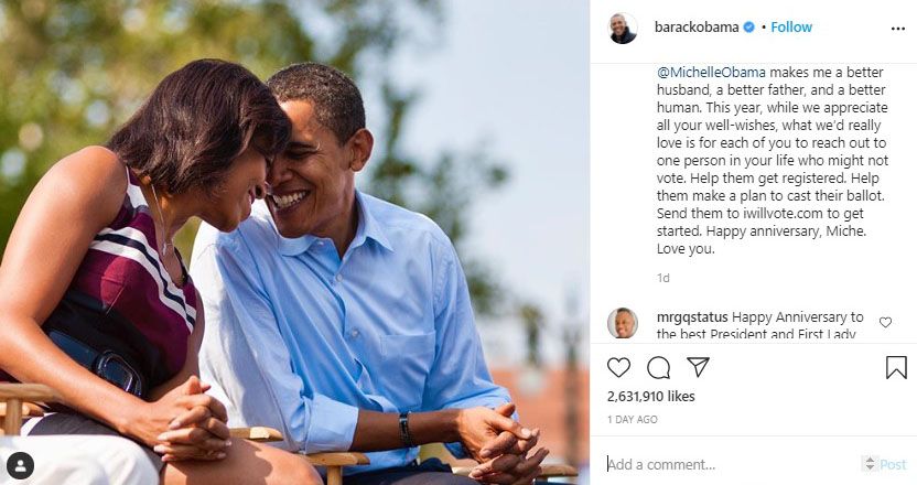 Unggahan Barack Obama di Instagram