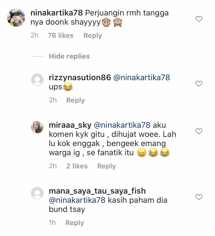 Komentar di Instagram Rizki DA