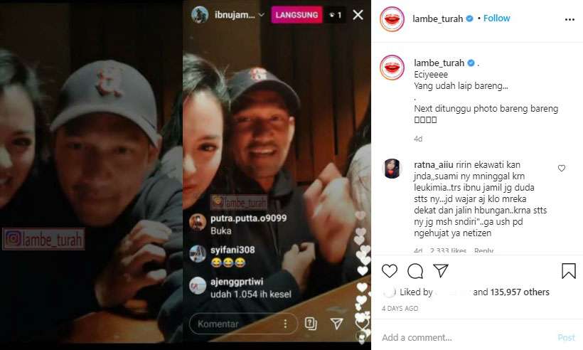 Ririn Ekawati dan Ibnu Jamil Live IG bareng