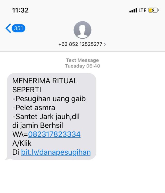 Ilustrasi SMS Penipuan