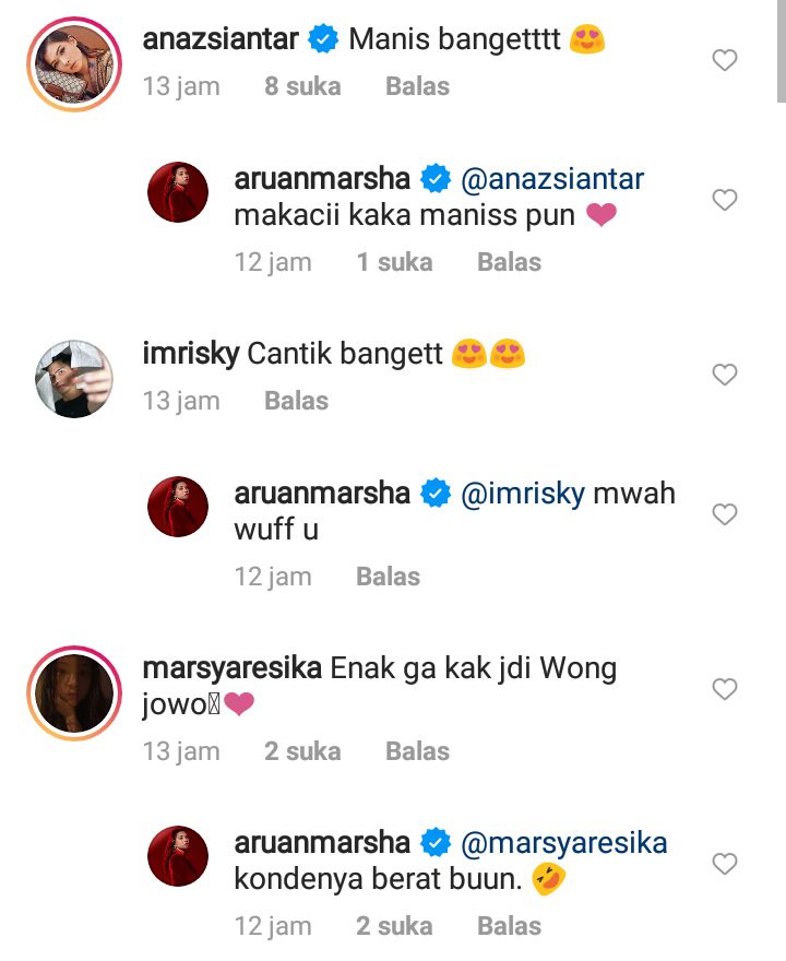 Komentar di instagram Marsha Aruan