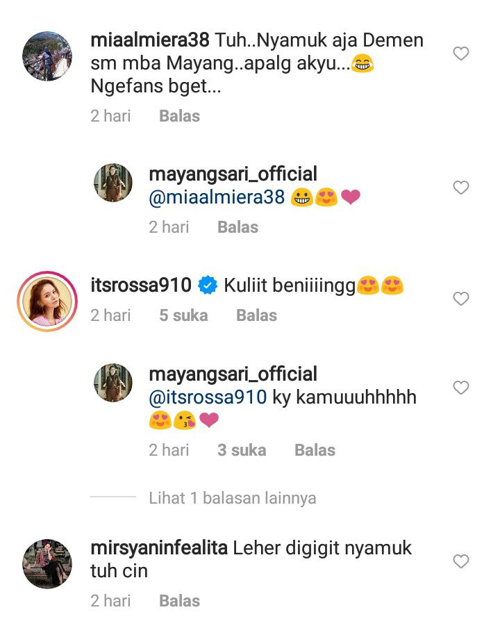 Komentar di instagram Mayangsari