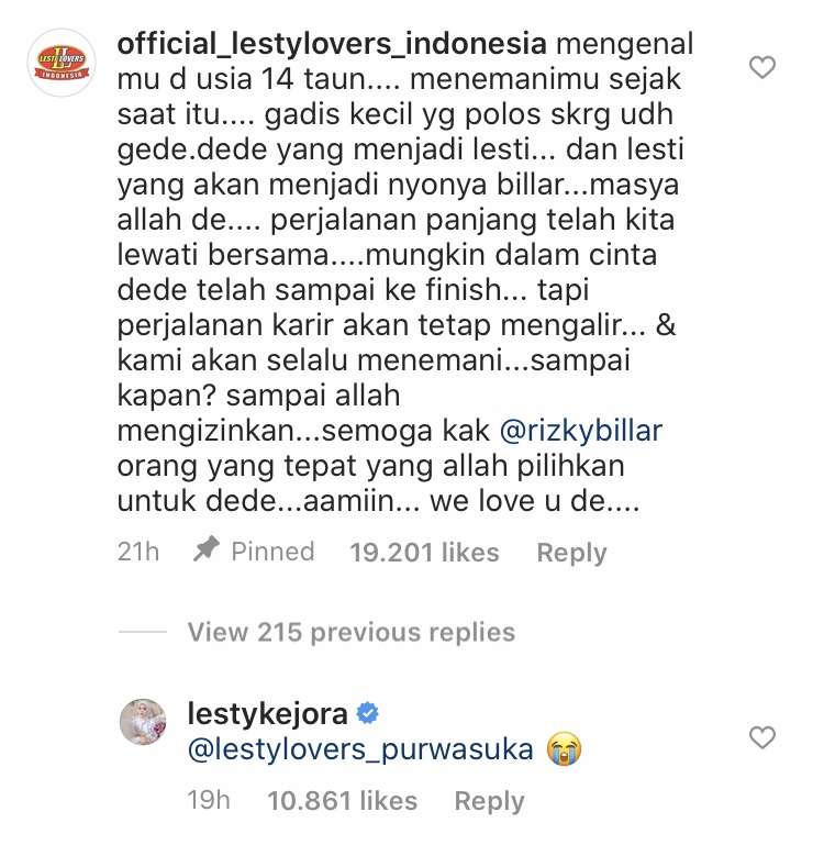 Ungkapan Fans Lesti