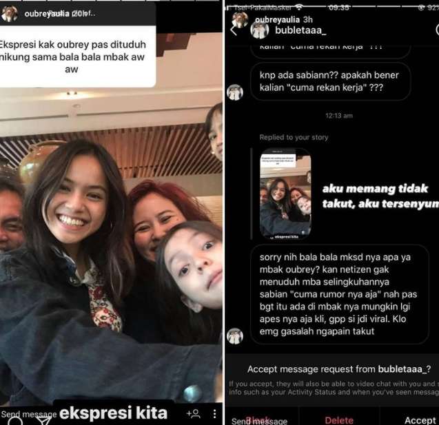 Unggahan reaksi Oubrey Aulia