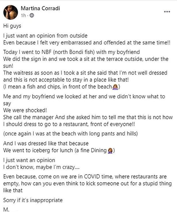 Wanita Diusir dari Restoran