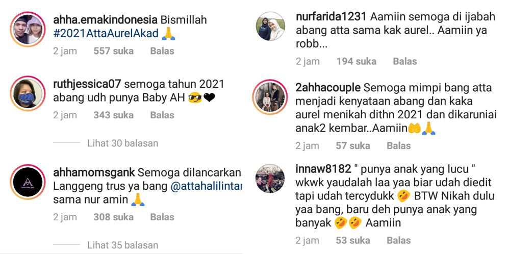 Komentar di instagram Atta Halilintar