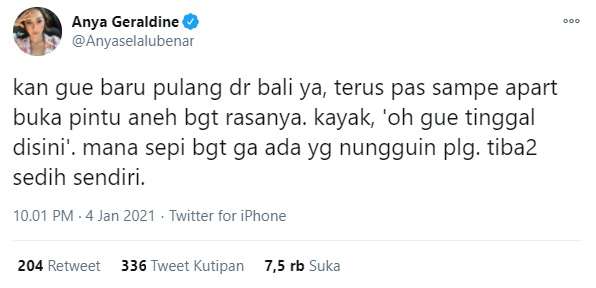 Curhatan Anya Geraldine di Twitter