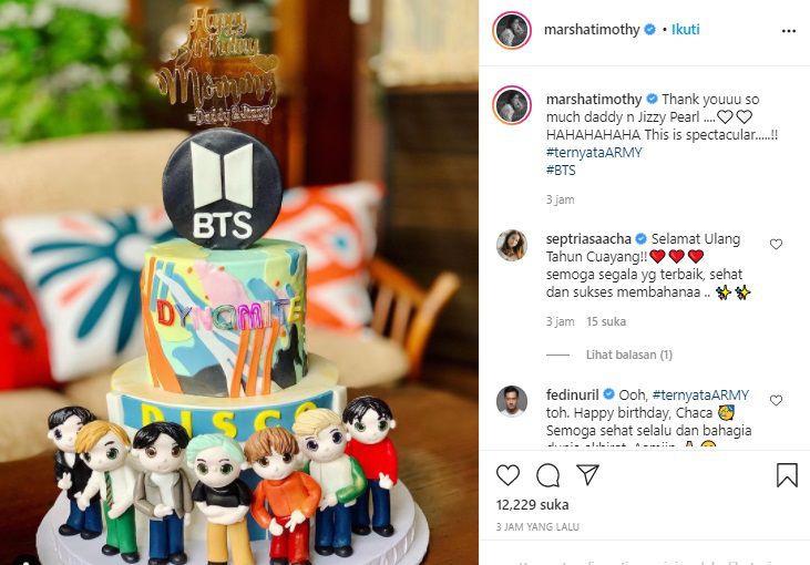 Kue Tart BTS Marsha Timothy dari Vino G. Bastian