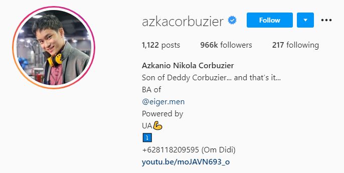 Bio Instagram Azka Corbuzier