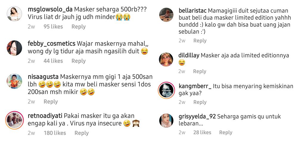 Komentar netizen soal masker Nagita Slavina