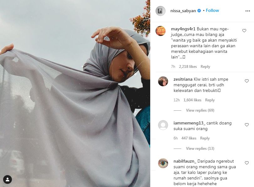 Komentar warganet di Instagram Nissa Sabyan