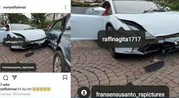 Setelah Terbakar, Lamborghini Raffi Ahmad Kali Ini Menabrak Mobil Lain sampai Ringsek!