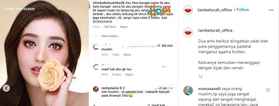 Ranty Maria Diingatkan Sholat