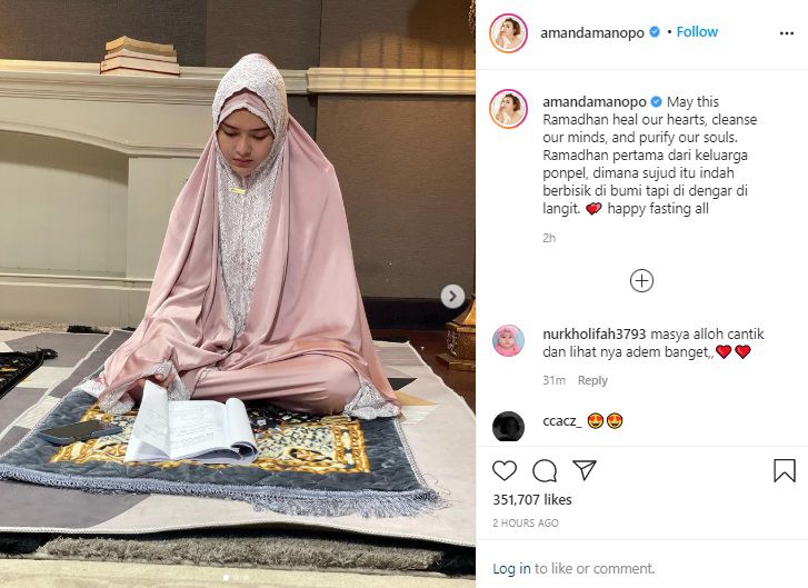 Amanda Manopo  Unggah Foto Sholat, Netizen Doakan Segera Mualaf