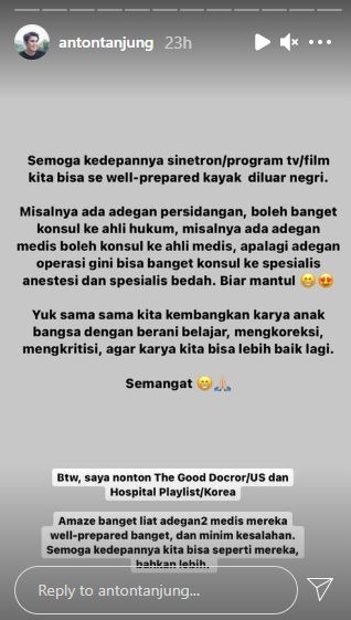 Instagram Story dr Anton Tanjung