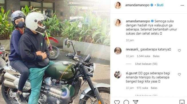 Amanda Manopo hadiahkan moge saat ulang tahun Billy Syahputra