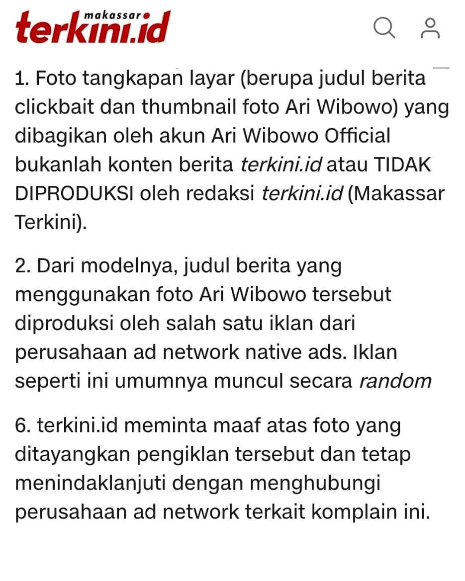 Postingan Ari Wibowo