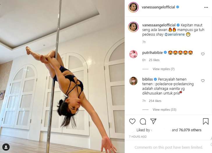 Vanessa Angel unggah foto pole dance