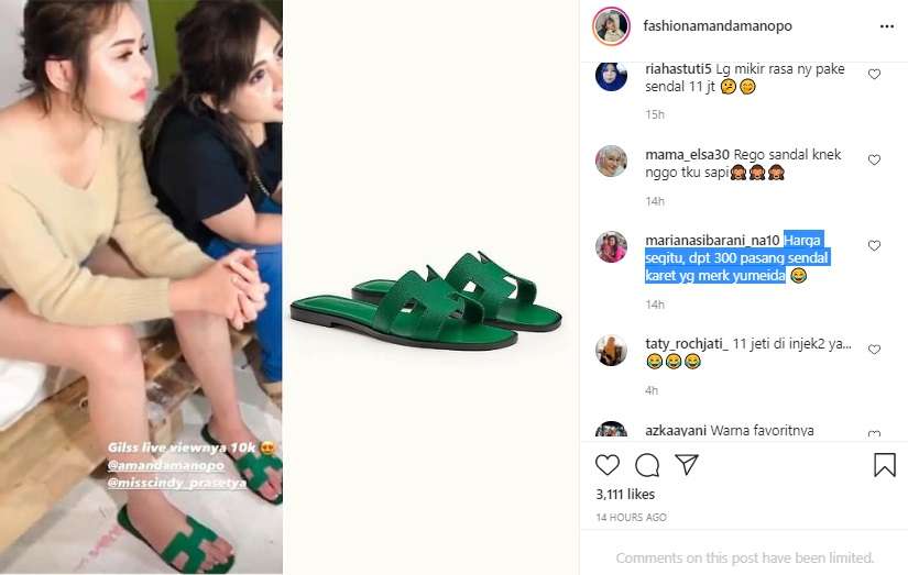 Amanda Manopo kenakan sandal seharga belasan juta