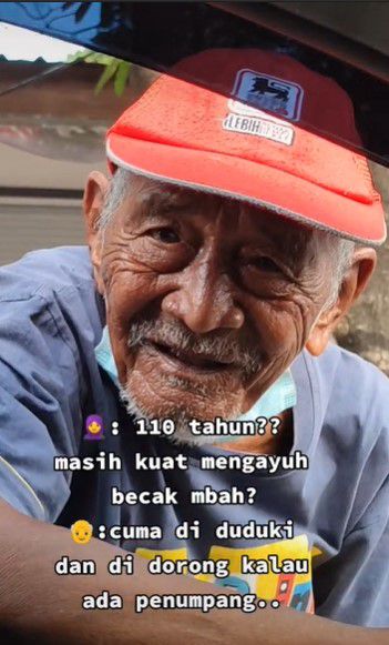 Kisah Kakek Usia 110 Tahun yang Bekerja Jadi Tukang Becak