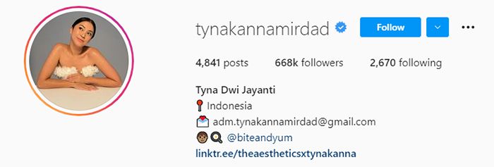 Akun Instagram Tyna Kanna