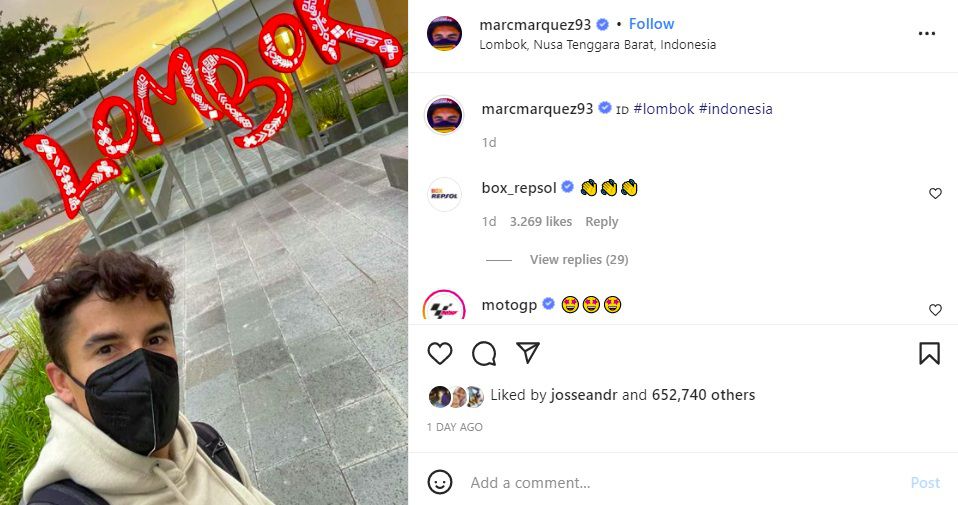 Unggahan Instagram Marc Marquez