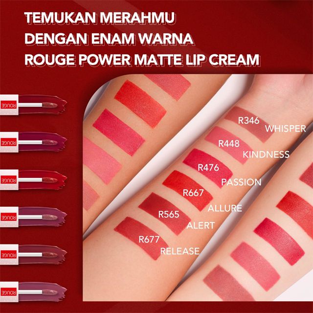 Y.O.U Rouge Power Matte Lip Cream hadir dalam 6 warna ikonik
