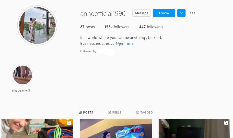 Akun Instagram Putri Anne yang Baru